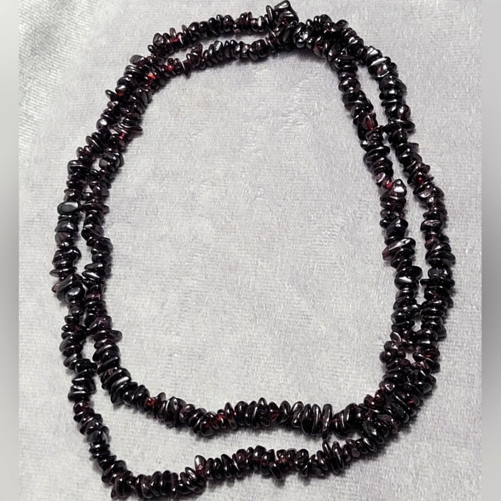 Mozambique Garnet Chips Endless Necklace 34 inches